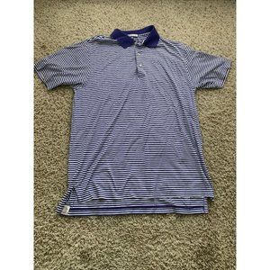 Peter Millar Summer Comfort Purple  Striped Polo Shirt Mens Size Medium  Bin T